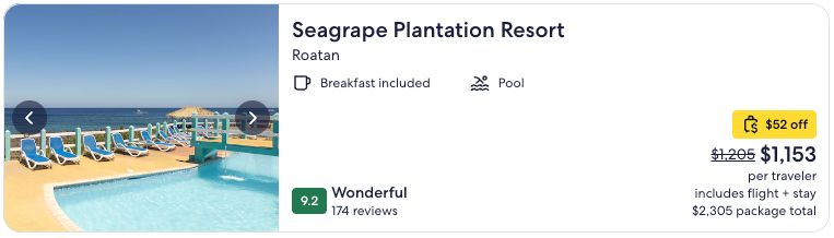 seagrape roatan package