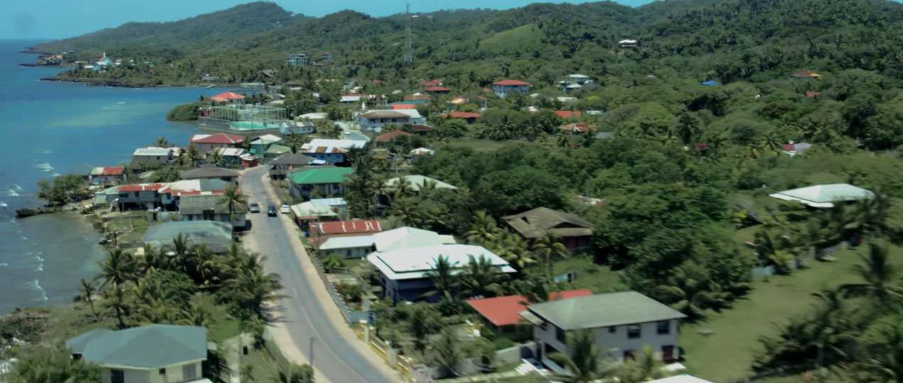 Flowers Bay Aerial Shot Roatan